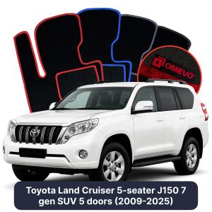 Velúrové autokoberce OMEVO pre Toyota Land Cruiser 5-miestny J150 7 gen SUV 5 dverí (2017-2025)
