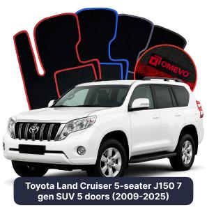 Velúrové autokoberce OMEVO pre Toyota Land Cruiser 5-miestny J150 7 gen SUV 5 dverí (2017-2025)