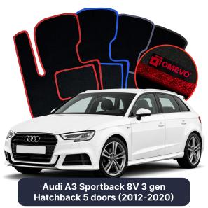 Velúrové autokoberce OMEVO pre Audi A3 Sportback 8V 3 gen Hatchback 5 dverí (2012-2020)