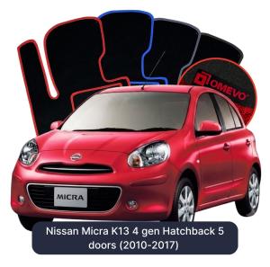 Velúrové autokoberce OMEVO pre Nissan Micra K13 4 gen Hatchback 5 dverí (2010-2016)