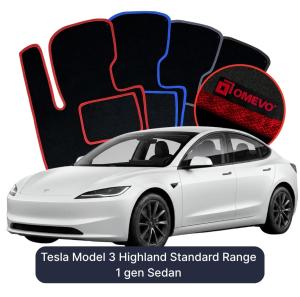 Velúrové autokoberce OMEVO pre Tesla Model 3 Highland Standard Range 1 gen Sedan (2022-2026)