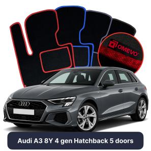 Velúrové autokoberce OMEVO pre Audi A3 8Y 4 gen Hatchback 5 dverí (2020-2025)