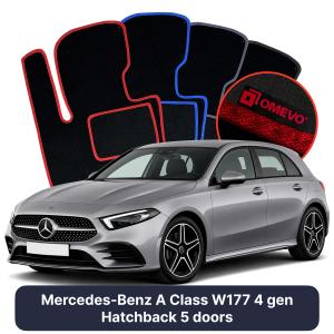 Velúrové autokoberce OMEVO pre Mercedes-Benz A klasa W177 4 gen Hatchback 5 dverí (2019-2025)