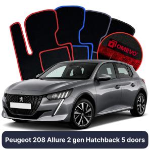 Velúrové autokoberce OMEVO pre Peugeot 208 Allure 2 gen Hatchback 5 dverí (2019-2025)