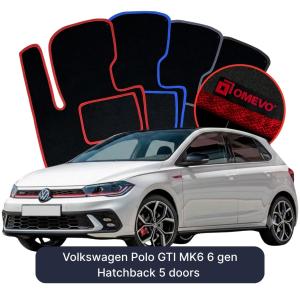 Velúrové autokoberce OMEVO pre Volkswagen Polo GTI MK6 6 gen Hatchback 5 dverí (2017-2024)