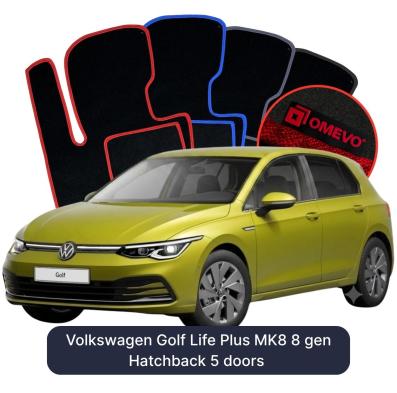 Velúrové autokoberce OMEVO pre Volkswagen Golf Life Plus MK8 8 gen Hatchback 5 dverí (2019-2025)