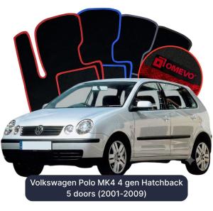 Velúrové autokoberce OMEVO pre Volkswagen Polo MK4 4 gen Hatchback 5 dverí (2001-2009)