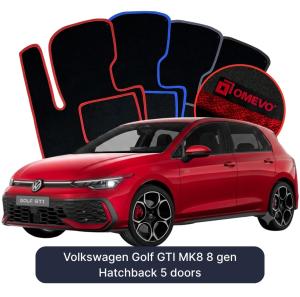 Velúrové autokoberce OMEVO pre Volkswagen Golf GTI MK8 8 gen Hatchback 5 dverí (2019-2025)