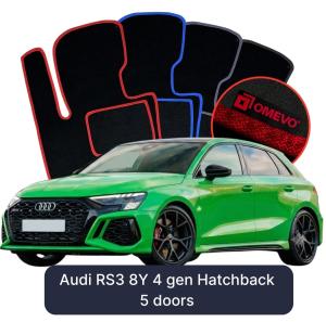Velúrové autokoberce OMEVO pre Audi RS3 8Y 4 gen Hatchback 5 dverí (2020-2025)