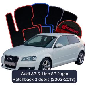 Velúrové autokoberce OMEVO pre Audi A3 S-Line 8P 2 gen Hatchback 3 dvere (2003-2013)