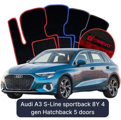 Velúrové autokoberce OMEVO pre Audi A3 S-Line Sportback 8Y 4 gen Hatchback 5-dverový (2020–2025)