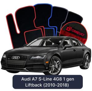 Velúrové autokoberce OMEVO pre Audi A7 S-Line 4G8 1 gen Liftback (2010-2018)