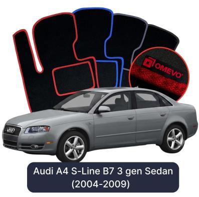 Velúrové autokoberce OMEVO pre Audi A4 S-Line B7 3 gen Sedan (2004-2009)