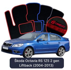 Velúrové autokoberce OMEVO pre Škoda Octavia RS 1Z5 2 gen Liftback (2004-2013)