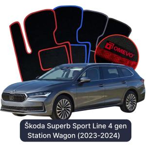 Velúrové autokoberce OMEVO pre Škoda Superb Sport Line 4 gen Kombi (2023-2024)