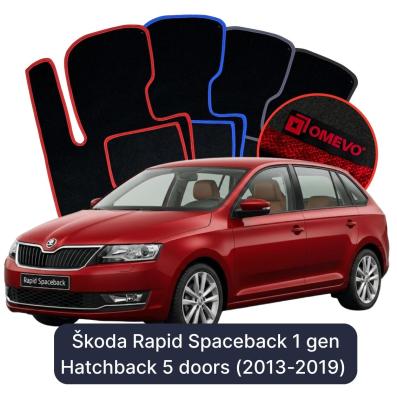 Velúrové autokoberce OMEVO pre Škoda Rapid Spaceback 1 gen Hatchback 5 dverí (2013-2019)