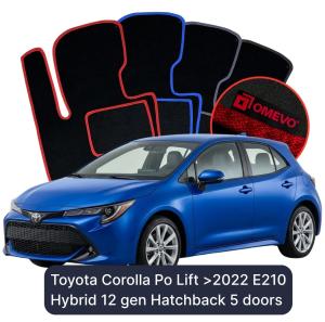 Velúrové autokoberce OMEVO pre Toyota Corolla polifting (od roku 2022) E210 Hybrid E210 12 gen Hatchback 5 dverí (2018-2025)