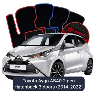 Velúrové autokoberce OMEVO pre Toyota Aygo AB40 2 gen Hatchback 3 dvere (2014–2022)