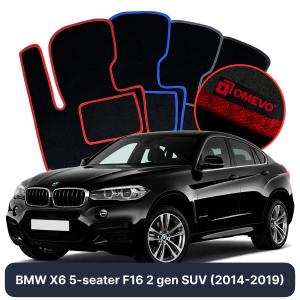 Velúrové autokoberce OMEVO pre BMW X6 5-miestny F16 2 gen SUV (2014-2019)
