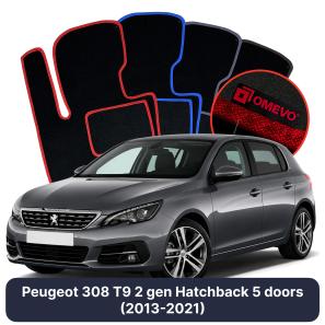 Velúrové autokoberce OMEVO pre Peugeot 308 T9 2 gen Hatchback 5 dverí (2013-2021)