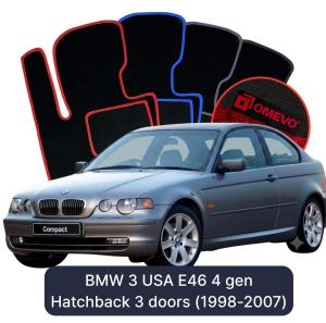 Velúrové autokoberce OMEVO pre BMW 3 USA E46 4 gen Hatchback 3 dvere(1998-2007)