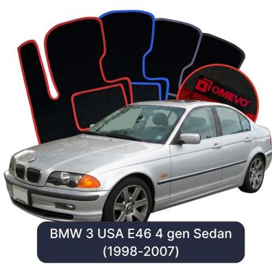 Velúrové autokoberce OMEVO pre BMW 3 USA E46 4 gen Sedan (1998-2007)