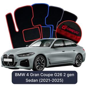 Velúrové autokoberce OMEVO pre BMW 4 Gran Kupé G26 2 gen Sedan (2021-2025)