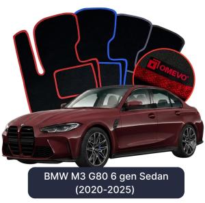 Velúrové autokoberce OMEVO pre BMW M3 G80 6 gen Sedan (2020-2025)