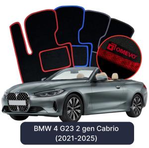 Velúrové autokoberce OMEVO pre BMW 4 G23 2 gen Cabrio (2021-2025)