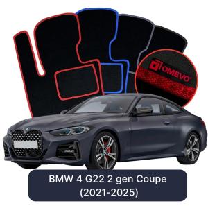 Velúrové autokoberce OMEVO pre BMW 4 G22 2 gen Kupé (2021-2025)
