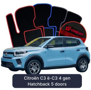 Velúrové autokoberce OMEVO pre Citroën C3 ë-C3 4 gen Hatchback 5 dverí (2024-2025)