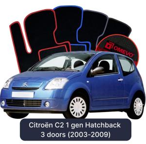 Velúrové autokoberce OMEVO pre Citroën C2 1 gen Hatchback 3 dvere (2003-2009)