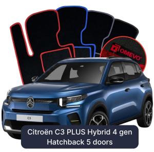 Velúrové autokoberce OMEVO pre Citroën C3 PLUS Hybrid 4 gen Hatchback 5 dverí (2024-2025)