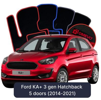 Velúrové autokoberce OMEVO pre Ford KA+ 3 gen Hatchback 5 dverí (2014-2021)