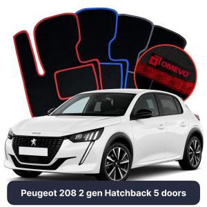 Velúrové autokoberce OMEVO pre Peugeot 208 2 gen Hatchback 5 dverí (2019-2025)