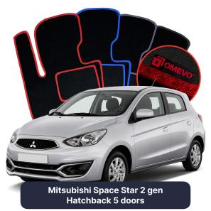 Velúrové autokoberce OMEVO pre Mitsubishi Space Star 2 gen Hatchback 5 dverí (2012-2025)