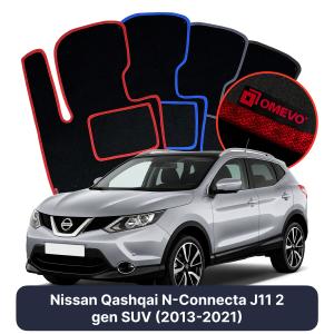 Velúrové autokoberce OMEVO pre Nissan Qashqai N-Connecta J11 2 gen SUV (2013-2021)
