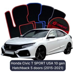 Velúrové autokoberce OMEVO pre Honda Civic T SPORT 10 gen Hatchback 5 dverí (2015-2021)