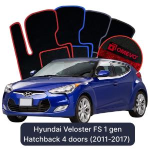 Velúrové autokoberce OMEVO pre Hyundai Veloster FS 1 gen Hatchback 4 dvere (2011-2017)
