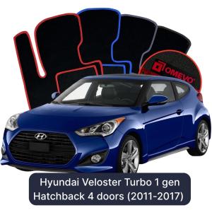 Velúrové autokoberce OMEVO pre Hyundai Veloster Turbo 1 gen Hatchback 4 dvere (2011-2017)