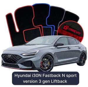 Velúrové autokoberce OMEVO pre Hyundai i30N Fastback N športová verzia 3 gen Liftback (2016-2025)