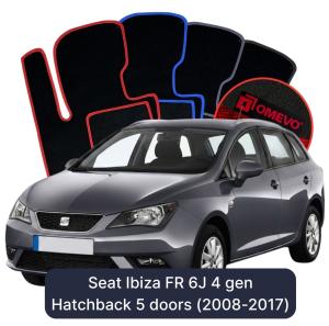 Velúrové autokoberce OMEVO pre Seat Ibiza FR 6J 4 gen Hatchback 5 dverí (2008-2018)