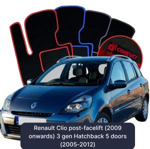Velúrové autokoberce OMEVO pre Renault Clio Polifting (od 2009) 3 gen Hatchback 5 dverí (2005-2012)