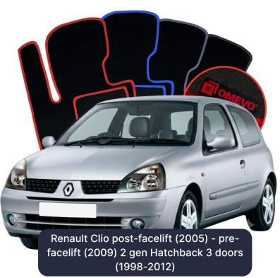 Velúrové autokoberce OMEVO pre Renault Clio Polifting (2005) - prelifting (2009) 2 gen Hatchback 3 dvere (1998-2012)