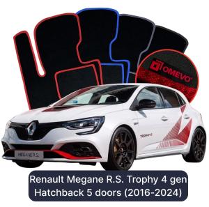 Velúrové autokoberce OMEVO pre Renault Megane R.S. Trophy 4gen Hatchback 5 dverí (2016-2024)