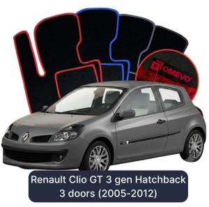 Velúrové autokoberce OMEVO pre Renault Clio GT 3 gen Hatchback 3-dverový (2005-2012)