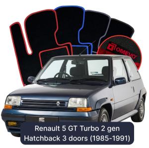 Velúrové autokoberce OMEVO pre Renault 5 GT Turbo 2 gen Hatchback 3-dverový (1985–1991)