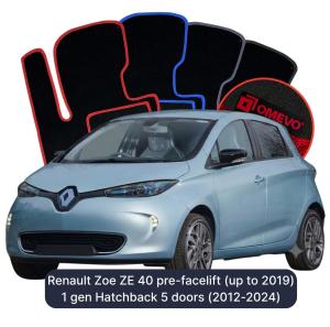 Velúrové autokoberce OMEVO pre Renault Zoe ZE 40 1 gen Hatchback 5 dverí (2012-2024)