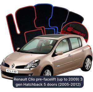 Velúrové autokoberce OMEVO pre Renault Clio predlifting (do 2009) 3 gen Hatchback 5 dverí (2005-2012)