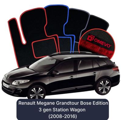Velúrové autokoberce OMEVO pre Renault Megane Grandtour Bose Edition 3 gen Kombi (2008-2016)